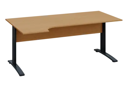 ERK 18 - 184 stůl kancelářský, rohový, levý, kovová podnož černá, deska 18 mm, široký 1800 mm, buk Royal